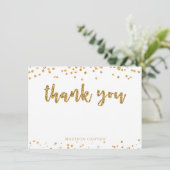 モダン金ゴールドグリッターブラシスクリプトと紙吹雪 サンキューカード (スタンド正面)
