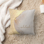 モダン金ゴールドグリッターブラシ仕上げ金属モノグラム名 クッション (ブランケット)