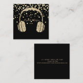 モダン金ゴールドグリッターヘッドフォンDJ、紙吹雪 スクエア名刺 (正面/裏面)