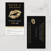 モダン金ゴールドグリッターリップサロン紹介カード 名刺 (正面/裏面)