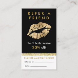 モダン金ゴールドグリッターリップサロン紹介カード 名刺