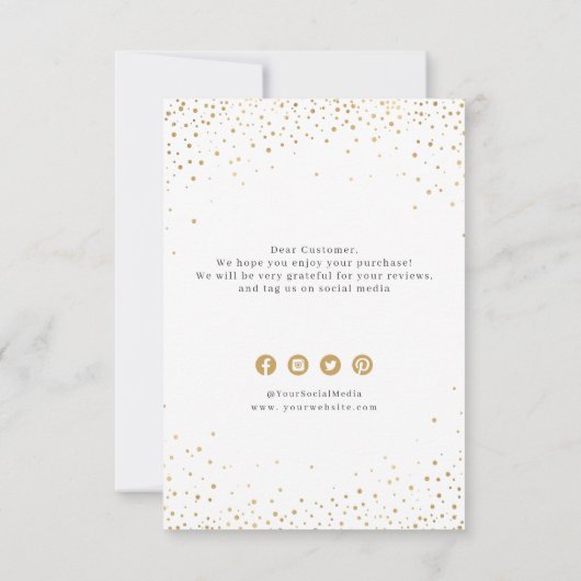モダン金ゴールドグリッター会社ロゴ サンキューカード (裏面)