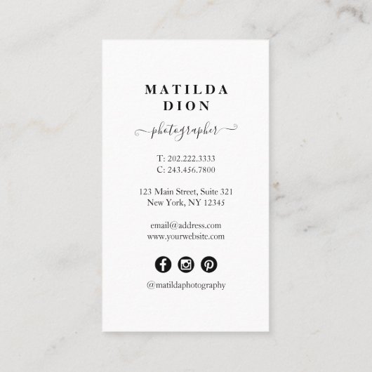 モダン金ゴールドグリッター写真 名刺 (裏面)