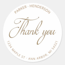 モダン金ゴールドグリッター差出人住所ありがとう ラウンドシール