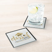 モダン金ゴールドグリッター文字クラス2016 ガラスコースター (アングル)