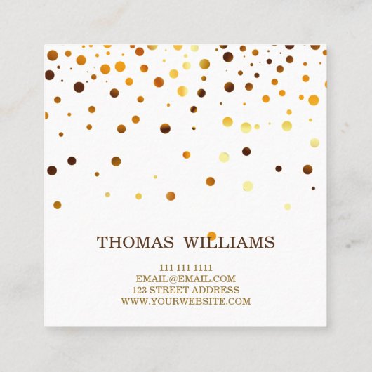 モダン金ゴールドグリッター紙吹雪フェイク箔 スクエア名刺 (裏面)