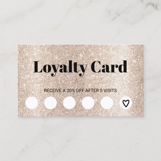 モダン金ゴールドグリッター美しいサロンスパ顧客 ロイヤリティカード (正面)