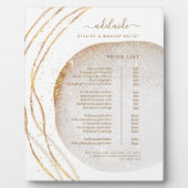 モダン金ゴールドグリッター美容師サロン価格表 フォトプラーク (正面)