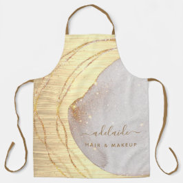 モダン金ゴールドグリッター美容師スクリプトサロン名 エプロン