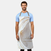 モダン金ゴールドグリッター美容師スクリプトサロン名 エプロン (着用した状態)