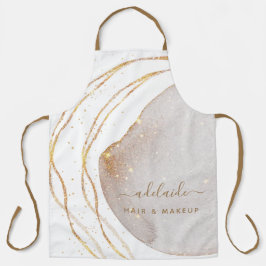 モダン金ゴールドグリッター美容師スクリプトサロン名 エプロン