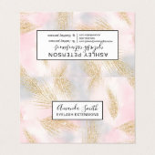 モダン金ゴールドグリッター羽ピンクの水彩 名刺 (外部フラット)