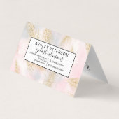 モダン金ゴールドグリッター羽ピンクの水彩 名刺 (裏面)