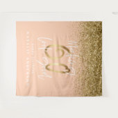 モダン金ゴールドグリッター60th誕生日パーティーデコテープ タペストリー (正面(横))