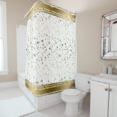 モダン金ゴールドグリッター（ばちゃばちゃ）跳ねるとストライプ シャワーカーテン (インサイチュ)