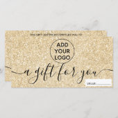 モダン金ゴールドグリッターsparklesロゴギフト券 (正面/裏面)