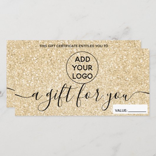 モダン金ゴールドグリッターsparklesロゴギフト券 (正面/裏面)
