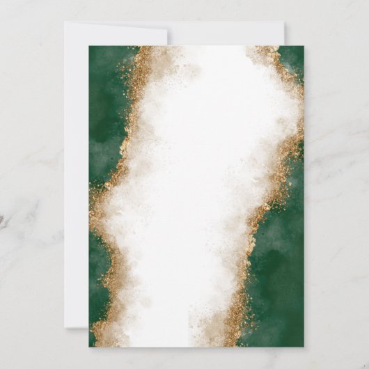 モダン金ゴールドグリーンアゲテ結婚イスラーム 招待状 (裏面)