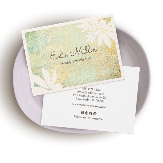 モダン金ゴールドグリーン抽象芸術フローラスクリプトフォント