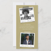 モダン金ゴールドグレー斜めストライプ写真卒業 案内状 (裏面)