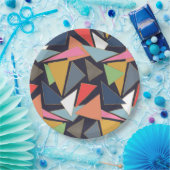 モダン金ゴールドコンテンポラリー線三角形 ペーパープレート (パーティー)