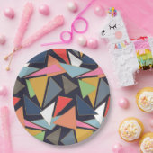 モダン金ゴールドコンテンポラリー線三角形 ペーパープレート (パーティー)