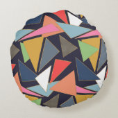 モダン金ゴールドコンテンポラリー線三角形 ラウンドクッション (裏面)