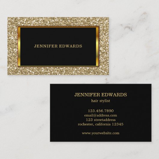 モダン金ゴールドゴールデングリッタースタイリッシュプロフェッショナル 名刺 (正面/裏面)