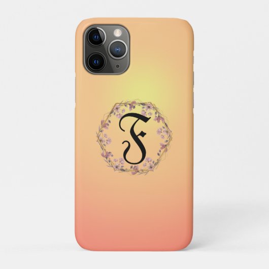 モダン金ゴールドサンセットグラディエント花モノグラム名 Case-Mate iPhoneケース (裏)