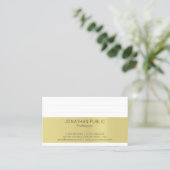 モダン金ゴールドシストライプック白プレミニマルイントレンディー 名刺 (スタンド正面)