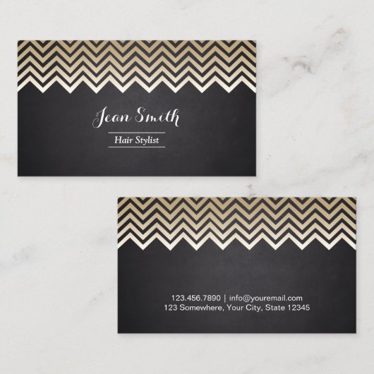 モダン金ゴールドシストライプブロン美容師サロン 名刺 (正面/裏面)