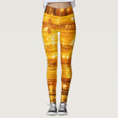 モダン金ゴールドシャイニースパークルグリッターシックなジム女性 レギンス (正面)