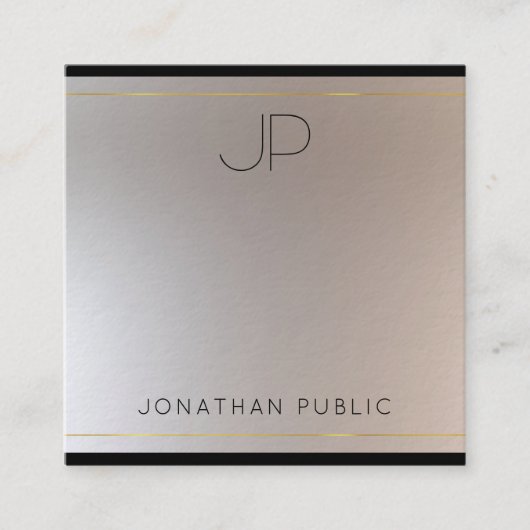 モダン金ゴールドシルバーテンプレートグラマー スクエア名刺 (正面)