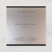 モダン金ゴールドシルバーテンプレートグラマー スクエア名刺 (裏面)