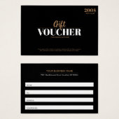 モダン金ゴールドシンプルギフト券カード (正面&裏面)