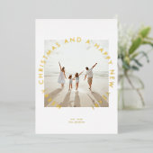 モダン金ゴールドシンプルクリスマス写真新年 箔シーズンカード (立ち正面)