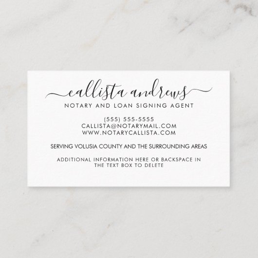 モダン金ゴールドシンプルブラック噴水ペン公証人ローン 名刺 (裏面)