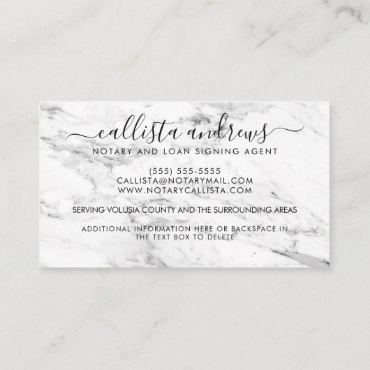 モダン金ゴールドシンプル大理石ファウンテンペン公証人ローン 名刺 (裏面)