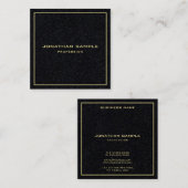 モダン金ゴールドシンプル文字エレガントプレミアムブラック スクエア名刺 (正面/裏面)