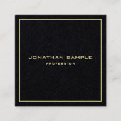 モダン金ゴールドシンプル文字エレガントプレミアムブラック スクエア名刺 (正面)