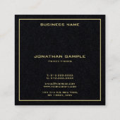 モダン金ゴールドシンプル文字エレガントプレミアムブラック スクエア名刺 (裏面)