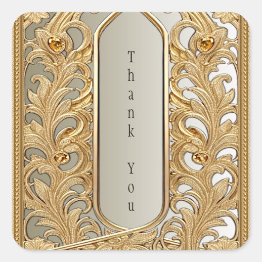 モダン金ゴールドシ華美ステッカー スクエアシール (正面)