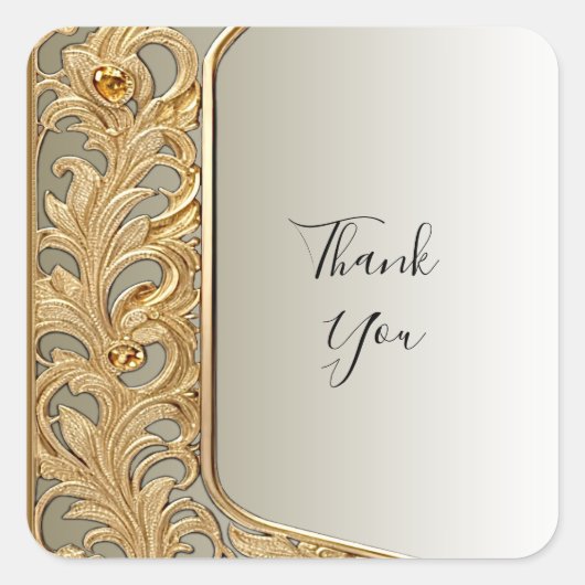 モダン金ゴールドシ華美ステッカー スクエアシール (正面)