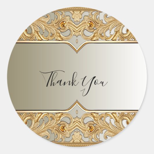 モダン金ゴールドシ華美ステッカー ラウンドシール (正面)