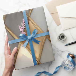 モダン金ゴールドジオメトリックラグジュアリーラッピング紙 ラッピングペーパー