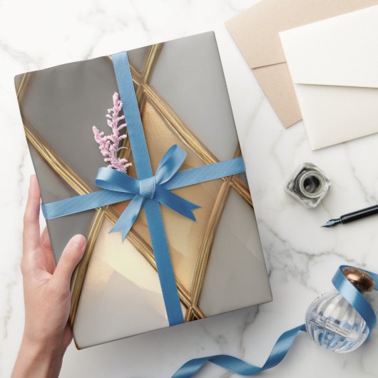 モダン金ゴールドジオメトリックラグジュアリーラッピング紙 ラッピングペーパー (ギフト)