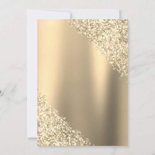 モダン金ゴールドスウィート16グリッターパーティー 招待状 (裏面)