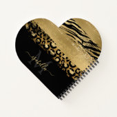 モダン金ゴールドスエレガントクリプトモノグラム ノートブック (裏面)