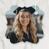 モダン金ゴールドスカスタムクリプト写真卒業パーティー フェイバータグ (裏面)