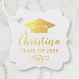 モダン金ゴールドスカスタムクリプト写真卒業パーティー フェイバータグ